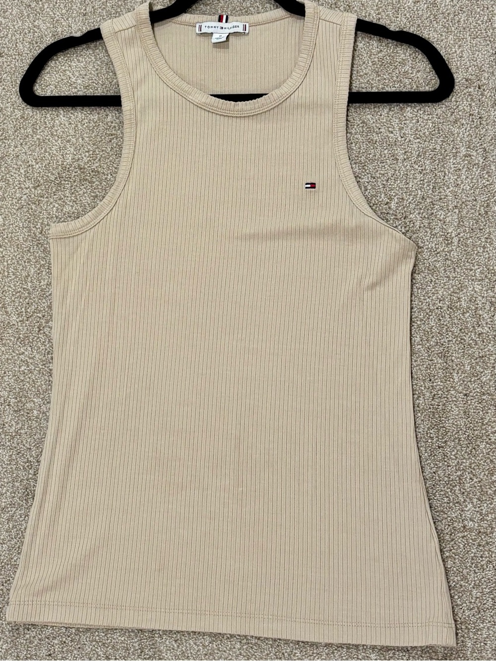 Tommy Hilfiger Beige Ribbed Sleeveless Tank